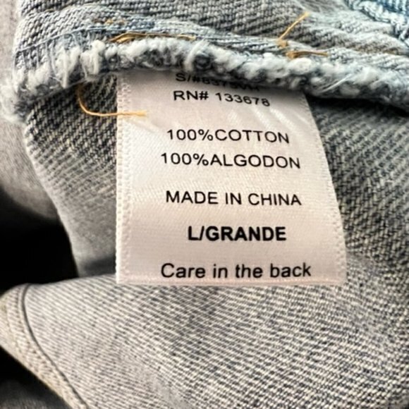 Love Tree Sleeveless Denim Jacket Vest‎ Size Large Distressed Raw Hem BOHO - Picture 8 of 9